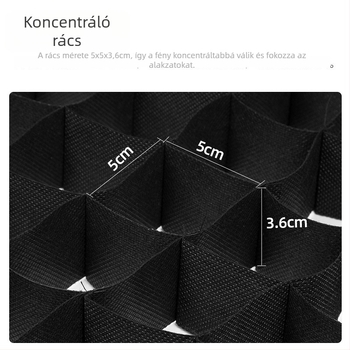 Softbox Grid a Lágy Fényhez — szénszálas, fotóstúdióhoz, modellek P90l/P90h/P120l/P120h, terhelhetőség 2–5 kg