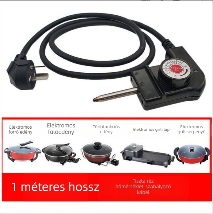 Koreai stílusú, többfunkciós hőmérsékletszabályozó kábel elektromos forró fazékhoz és sütőtálhoz, tiszta réz tápkábel hőmérséklet-szabályzó összekapcsoló vonallal – edény tartozékok