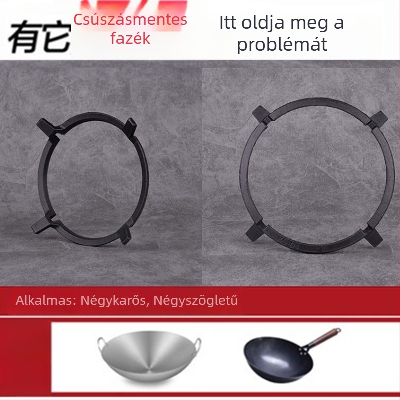 Öntöttvas edényakasztó gáztűzhelyhez, csúszásmentes tartó, KS04 modell, közvetlen szerelés, 320 g