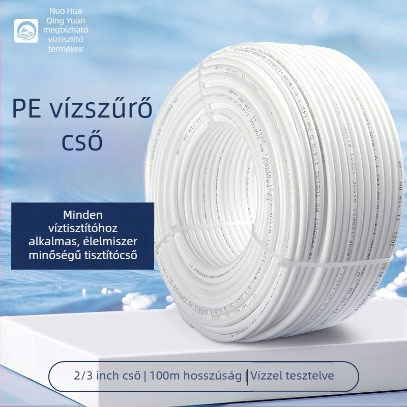 Vízszűrő kiegészítők, fehér PE cső, 1/4 hüvelyk, nyomásálló, élelmiszer-minőségű, 100 m tekercs