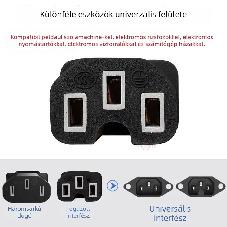 Rizsfőzőhöz és elektromos edényhez való tápkábel, 3 tűs csatlakozó, PVC