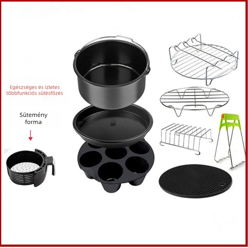 GCTZ-8J 8 részes légsütő kiegészítő készlet sütésre, kompatibil 3.5QT–5.8QT készülékekkel