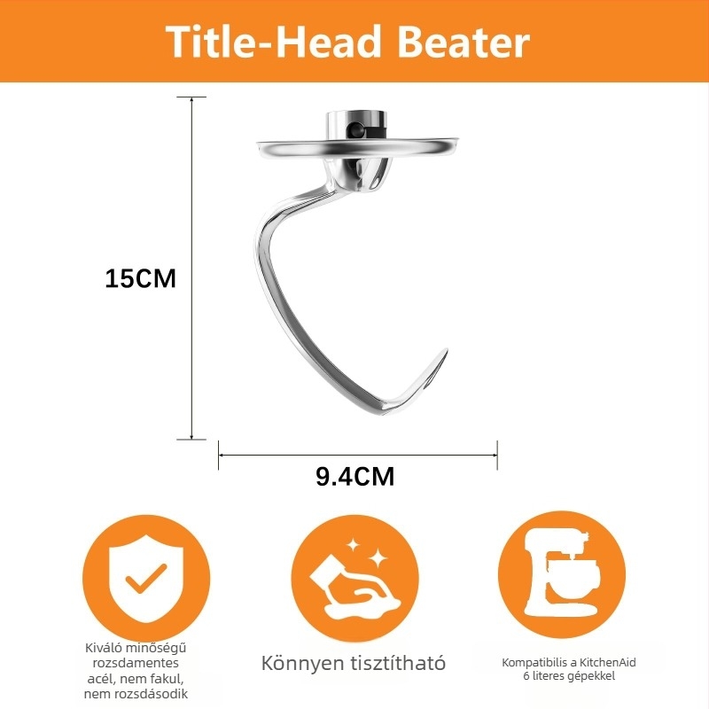 Dough Hook kiegészítő KitchenAid 5Qt-hez, Levehető szerkezet, Könnyű telepítés
