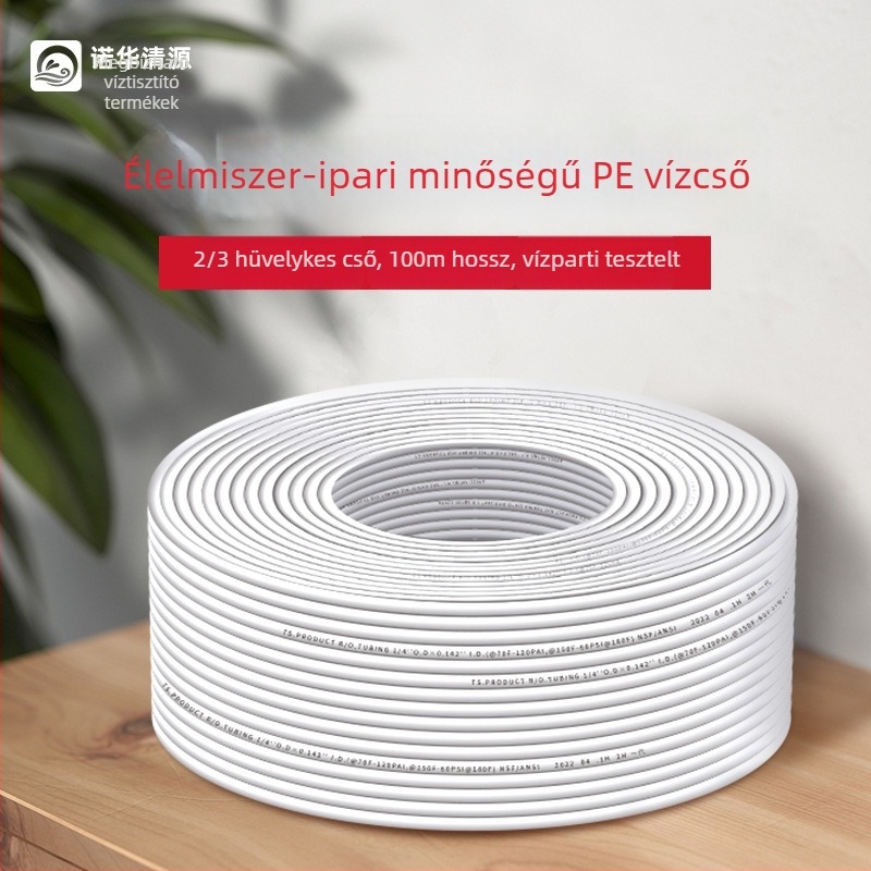 3-pontos víztisztító cső háztartási vízszűrő kiegészítők, élelmiszer-minőségű PE cső, nyomás- és hőálló, 100 m tekercs
