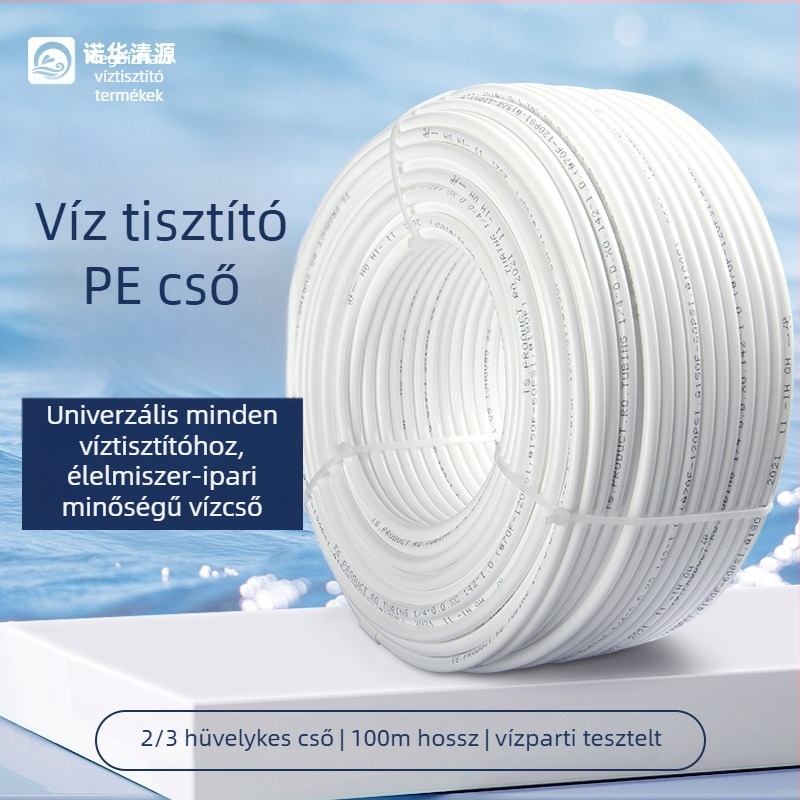 3-pontos víztisztító cső háztartási vízszűrő kiegészítők, élelmiszer-minőségű PE cső, nyomás- és hőálló, 100 m tekercs
