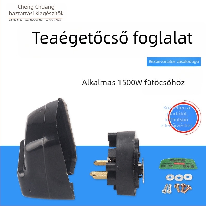 Teáskannához való fűtőcső csatlakozó, 1500W 220V, túlmelegedés elleni védelem, teáskanna-kiegészítő
