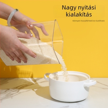 Élelmiszer-minőségű konyhai átlátszó műanyag tárolóedény hermetikus zárással, diófélékhez, nassolnivalókhoz и gabonafélékhez