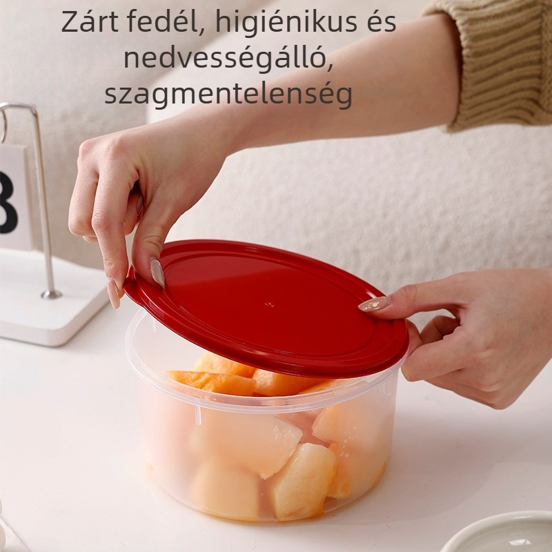 Ebédes doboz, kerek alak, élelmiszer-biztonságos PP, mikrohullámú sütőben használható, egy rétegű, minimalist stílus