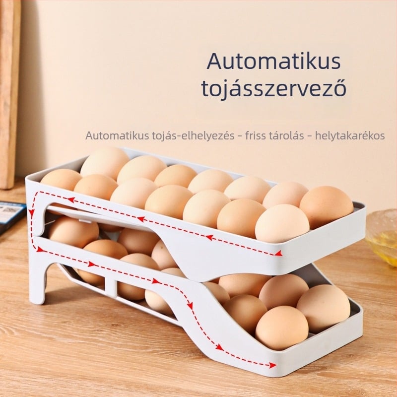 Tojás tároló doboz konyhához és hűtőhöz, automata tojás rendező