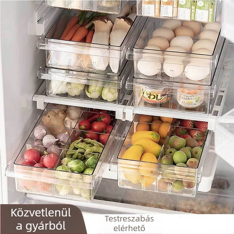 Shunxiang átlátszó hűtőszekrény fiók tároló doboz, friss zöldségek és gyümölcsök számára, élelmiszer-minőségű műanyag