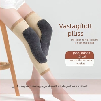 Gyapjú-selyem melegítő térdvédők fleece belsésével és csúszásmentes pántokkal, férfiak és nők számára, térdízület védelem, vastagított