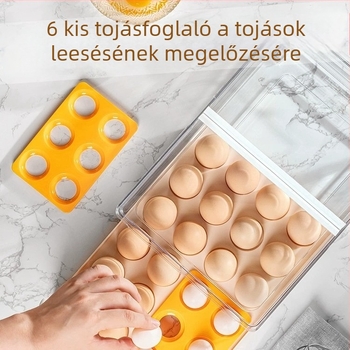 Fiókos tojástároló doboz hűtőszekrényhez, zárható