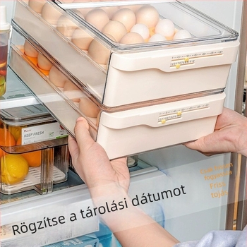 Fiókos tojástároló doboz hűtőszekrényhez, zárható