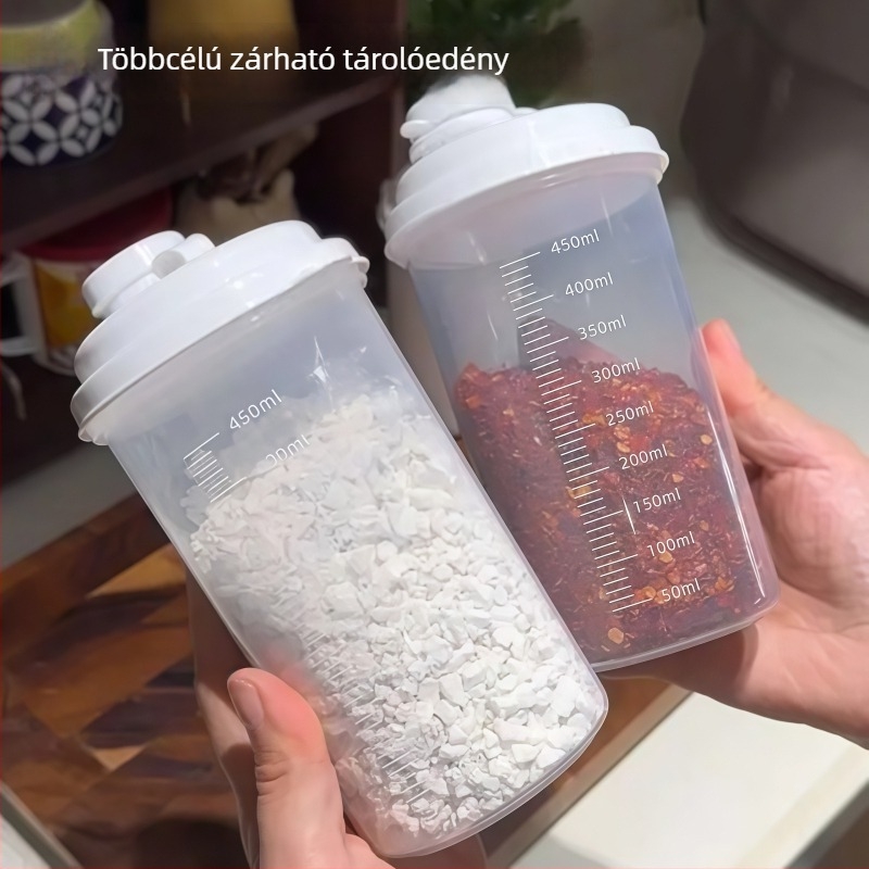 Konyhai kör alakú műanyag tároló – élelmiszer-minőségű, légmentesen záródó, nedvességálló, mikrohullámú sütőben használható, újrahasználható, liszt, keményítő és cukor tárolására