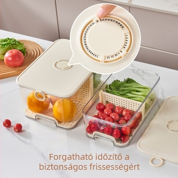 Élelmiszer-minőségű hűtőszekrény tároló fedéllel, zárható a frissesség érdekében, nagy gyümölcs- és zöldség tároló