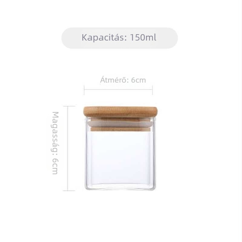 Négyzet alakú üvegtároló edény zárófedéllel – mikrohullámú sütőben használható, 301–500 ml, cukorkák, ételek és fűszerek tárolására