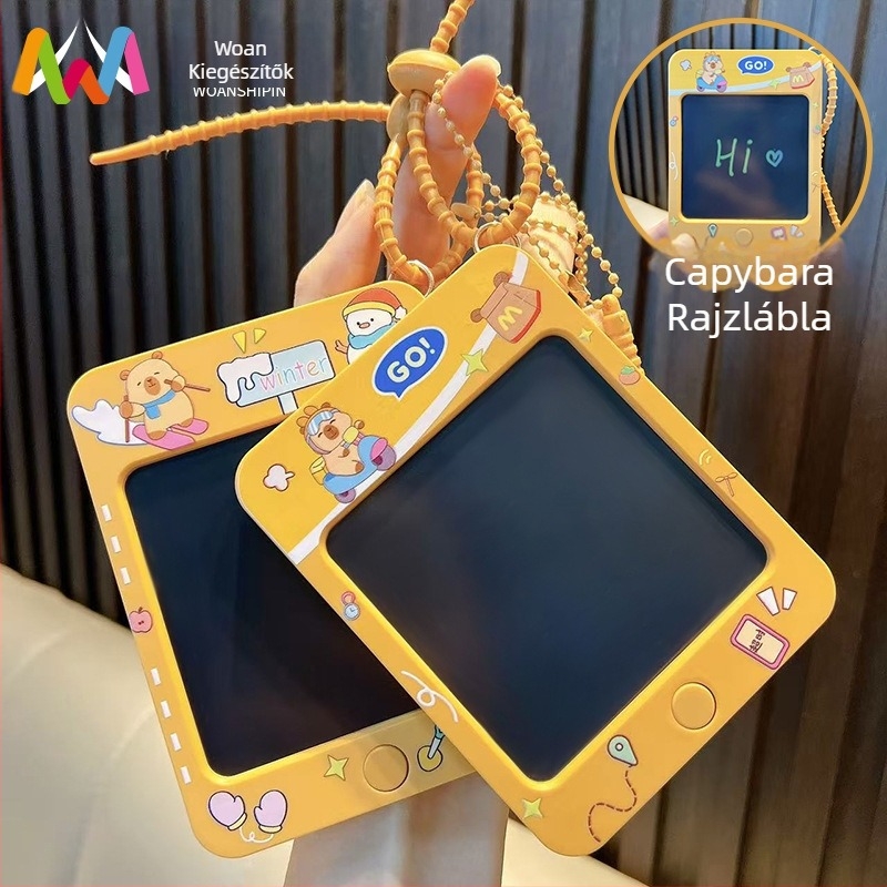Woan Kapibala ABS kulcstartó rajzlap, rajzfilmszerű stílus, egyenként csomagolva