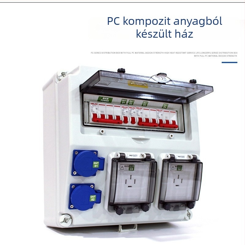 Falra szerelhető vízálló elosztódoboz PC burkolattal, 12 körzet, 2 kapcsoló, IP65, testreszabható