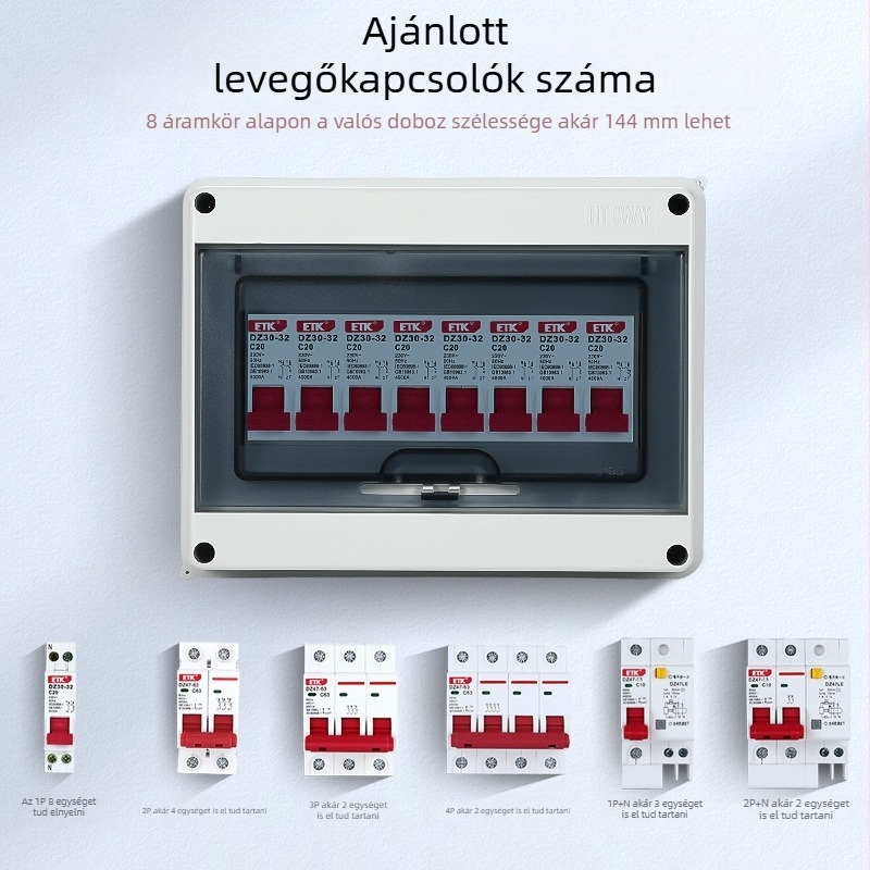Vízálló elosztódoboz szivárgásvédelmi funkcióval, felületre szerelhető, 1-12 áramkör, IP55