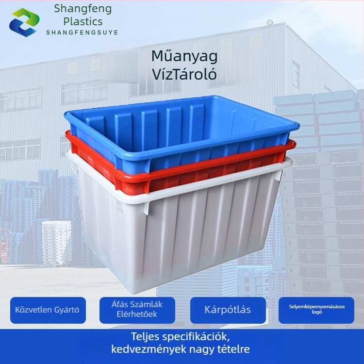 Téglalap alakú műanyag víztartály akvakultúrához | PP anyag | Falvastagság 4 mm | Injection moldingban készült | Vízálló és korrózióálló | Teherbírás 20-120