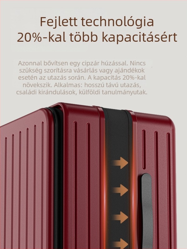 Uniszex esküvői bőrönd ABS+PC, cipzáras nyitás, USB töltés, bővítés, 3 kg, hagyományos kombinációs zár