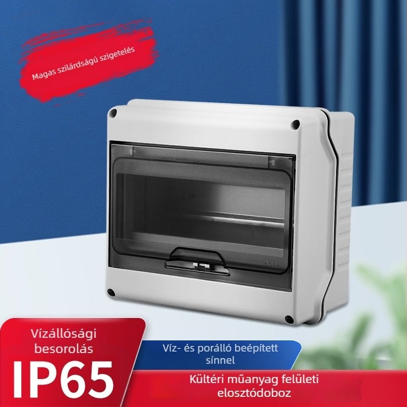 Kültéri vízálló PV elosztó doboz, 3–18 áramkör, IP65, ABS ház, névleges áram 10 A