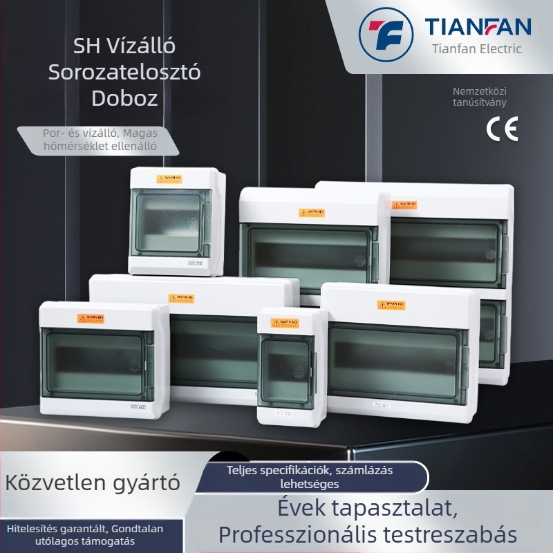 Kültéri lángálló és IP66 vízálló műanyag elosztódoboz felületi szereléshez, 3 áramkör