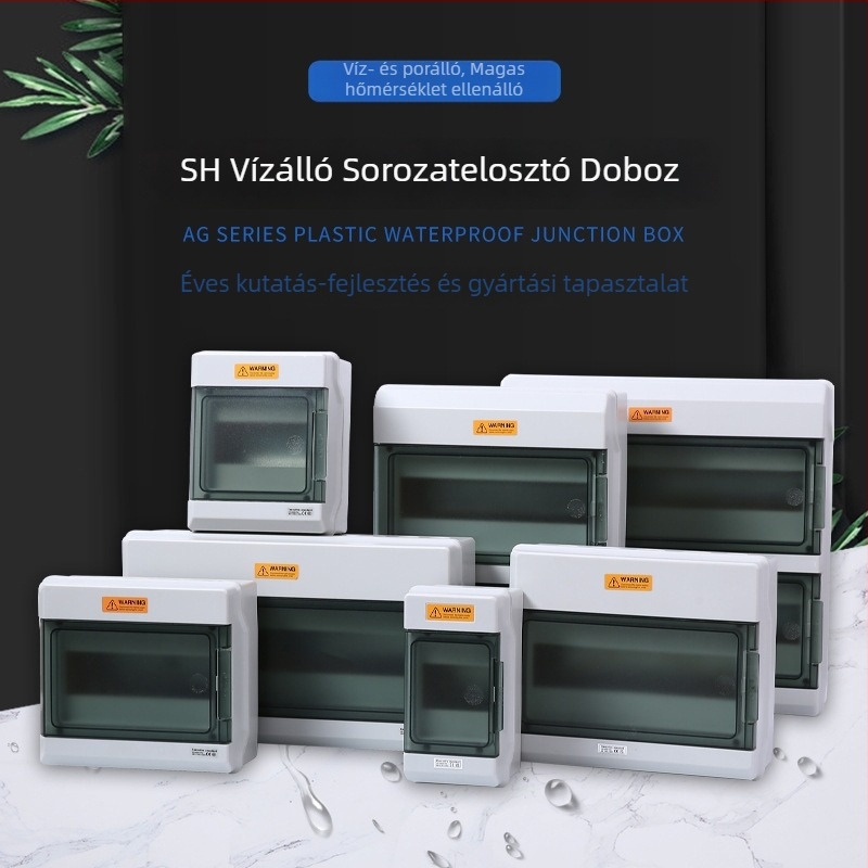 Kültéri lángálló és IP66 vízálló műanyag elosztódoboz felületi szereléshez, 3 áramkör