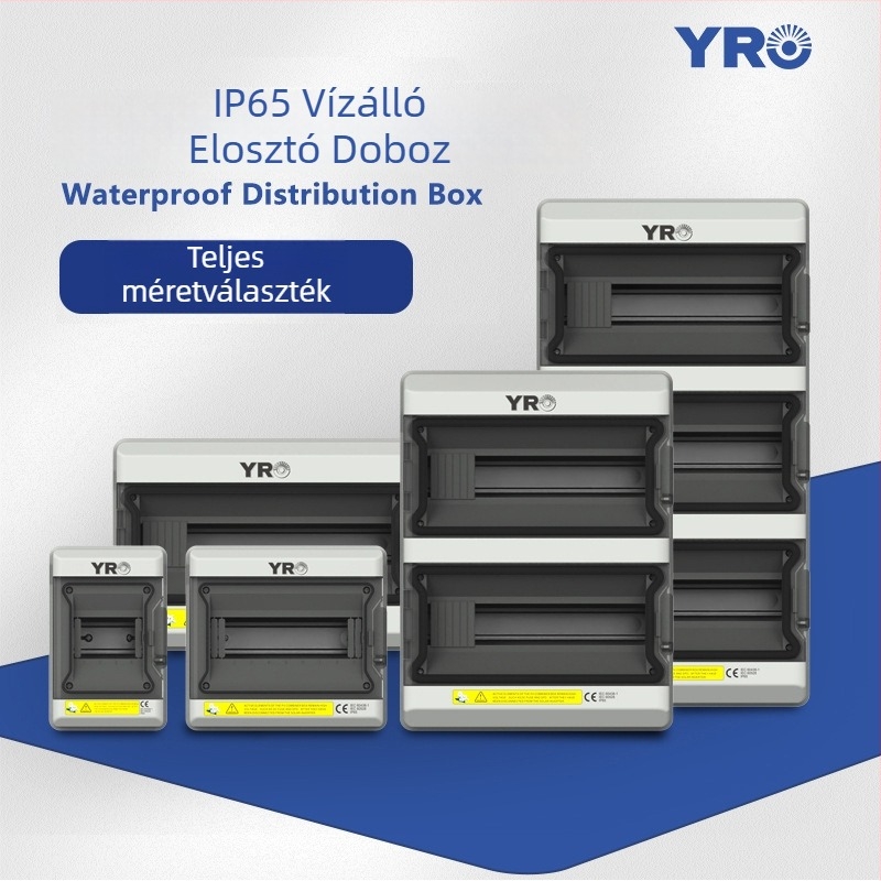 HA sorozat vízálló PV elosztódoboz PC+ABS burkolattal, IP65, felületre szerelhető, 4–39 áramkör, 1–3 kapcsolósor
