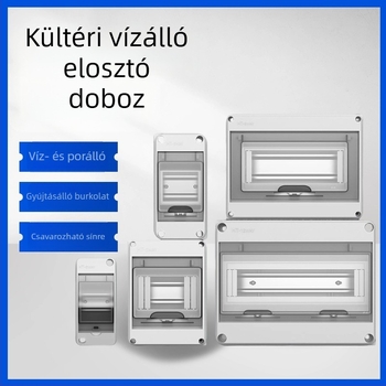 HT-8 vízálló kültéri elosztó doboz, 8 áramkörrel, ABS burkolat, IP65, csavaros rögzítés