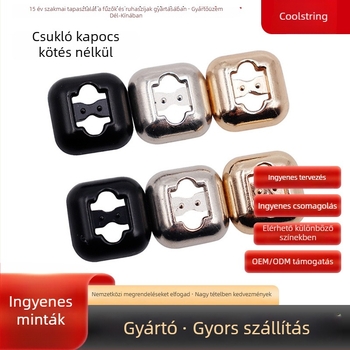 Kulogin négyzet alakú cipőfűző nélküli csat – fém csat, modell #54 sorozat, kompatibil sportcipők, bakancsok, hétköznapi és munkás cipők, méretei 12.9×12.9 mm