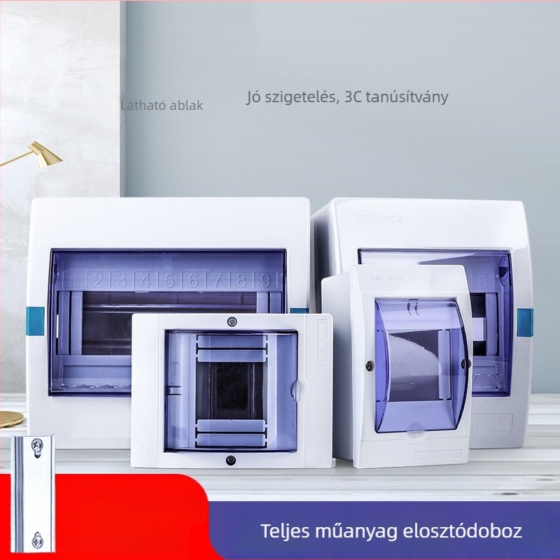 Felszínre szerelt vízálló elosztó doboz 4 pólusú kapcsolókkal, PC burkolattal, világítási körökhöz