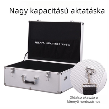 Nagy méretű, multifunkcionális hordozható szerszámosláda – alumíniumötvözetű, vízálló tárolóbox