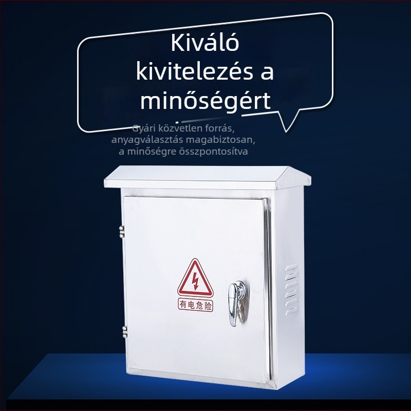 Kültéri falra szerelhető rozsdamentes acél elosztó szekrény, IP65, méretek 500x400x180, testreszabható áramkörök, kapcsoló/hálózati szekrény