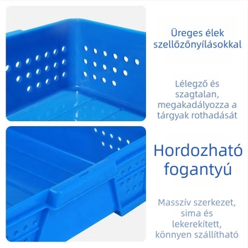 Téglalap alakú műanyag tároló doboz zöldségekhez, fehér, rendező polccal