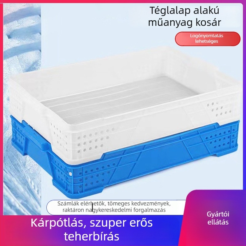 Téglalap alakú műanyag tároló doboz zöldségekhez, fehér, rendező polccal