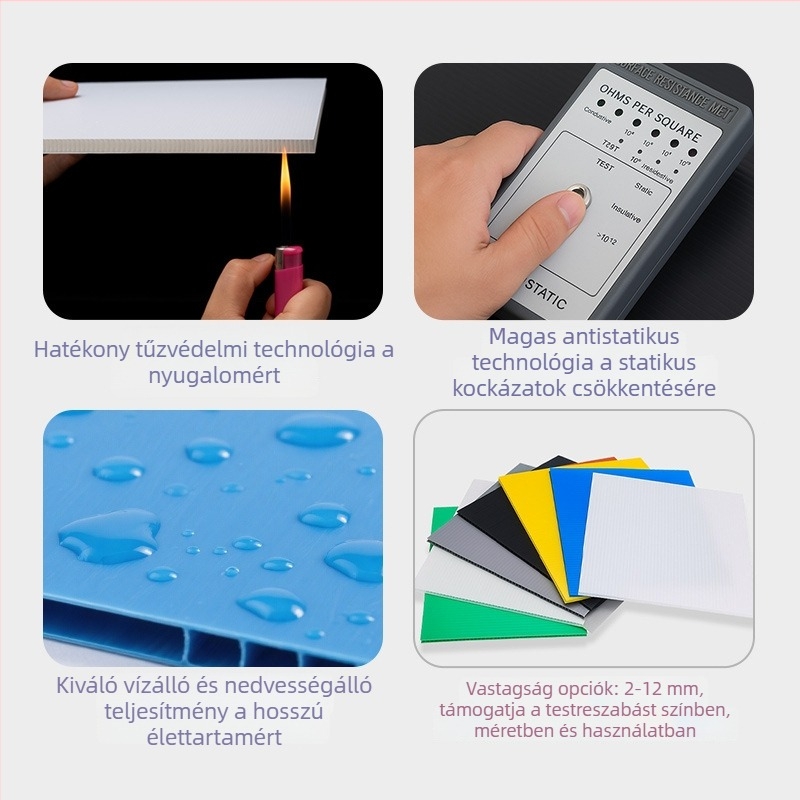 PP üreges paneles forgódoboz, nedvességálló, összecsukható, újrahasznosítható, testre szabható belső és külső méretek, falvastagság 2-6 mm