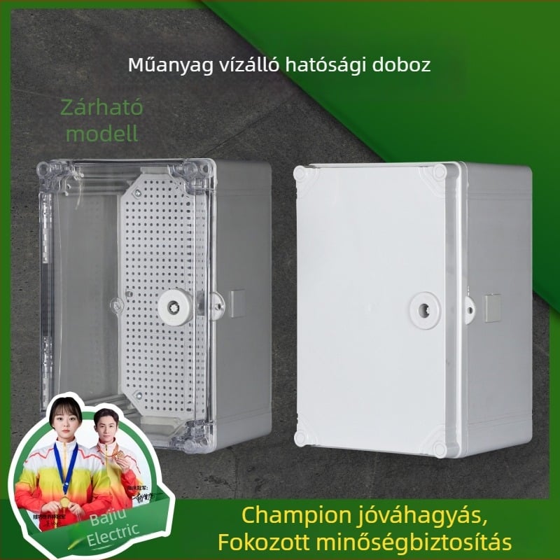 Kültéri vízálló műanyag elosztódoboz snap-on fedéllel, ABS ház, IP66, méretek 500×400×195 mm, névleges áram 16 A, CE