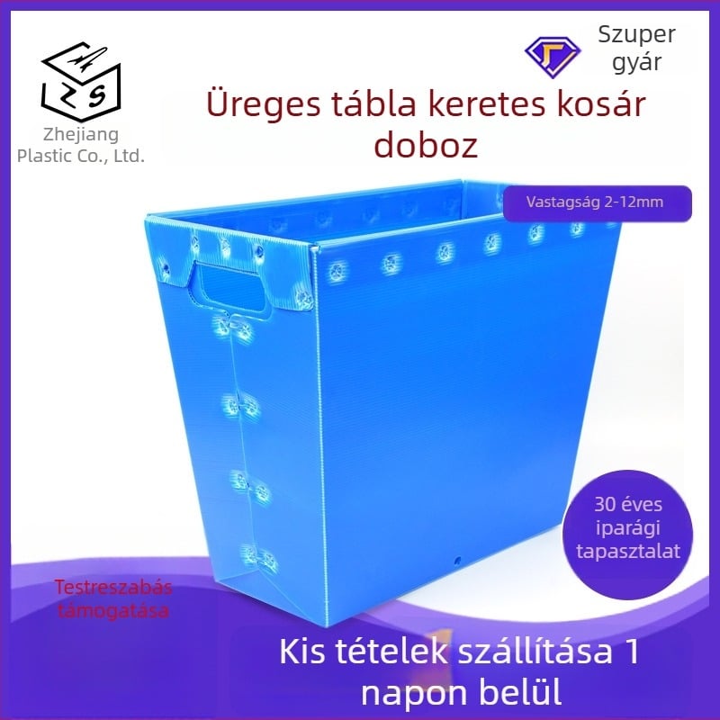 Környezetbarát üreges panelkeretes műanyag tároló doboz, vízálló, antistatikus, nyomásálló, trapéz alakú, fedél nélküli