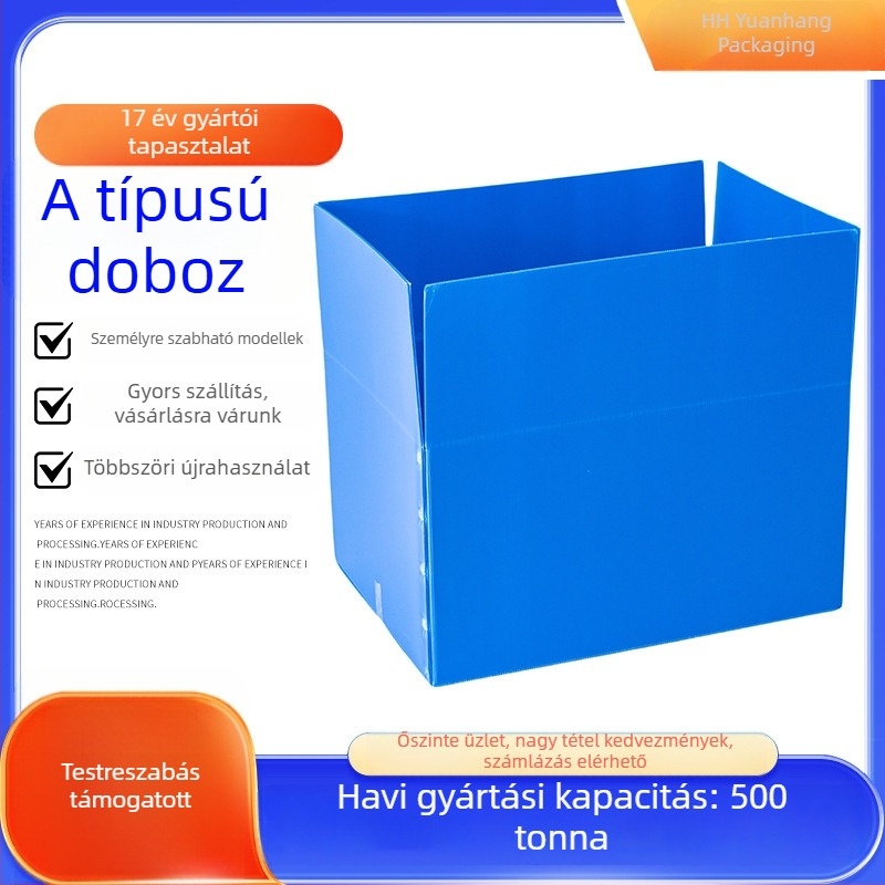Összecsukható PP műanyag tároló doboz fedéllel, nedvesség- és penészálló, teherbírás 20–120 kg, falvastagság 1,1–5,5 mm