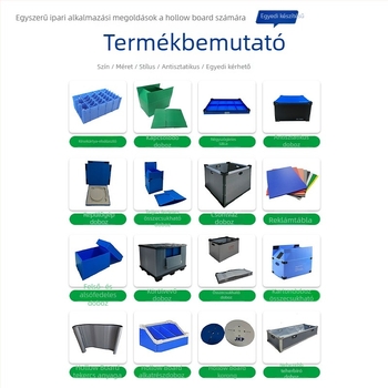 PP logisztikai csomagoláshoz készült belső üreges doboz, extrudált gyártási folyamat, falvastagság 3–6 mm, teherbírás 1–50 kg, vízálló és újrahasznosítható