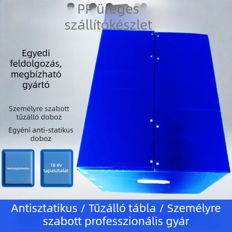 PP műanyag tároló dobozok, vízállóak és nagy erősségűek; belső méret és teherbírás testreszabható; 99% tiszta anyag; falvastagság 2–12 mm; logónyomtatás elérhető
