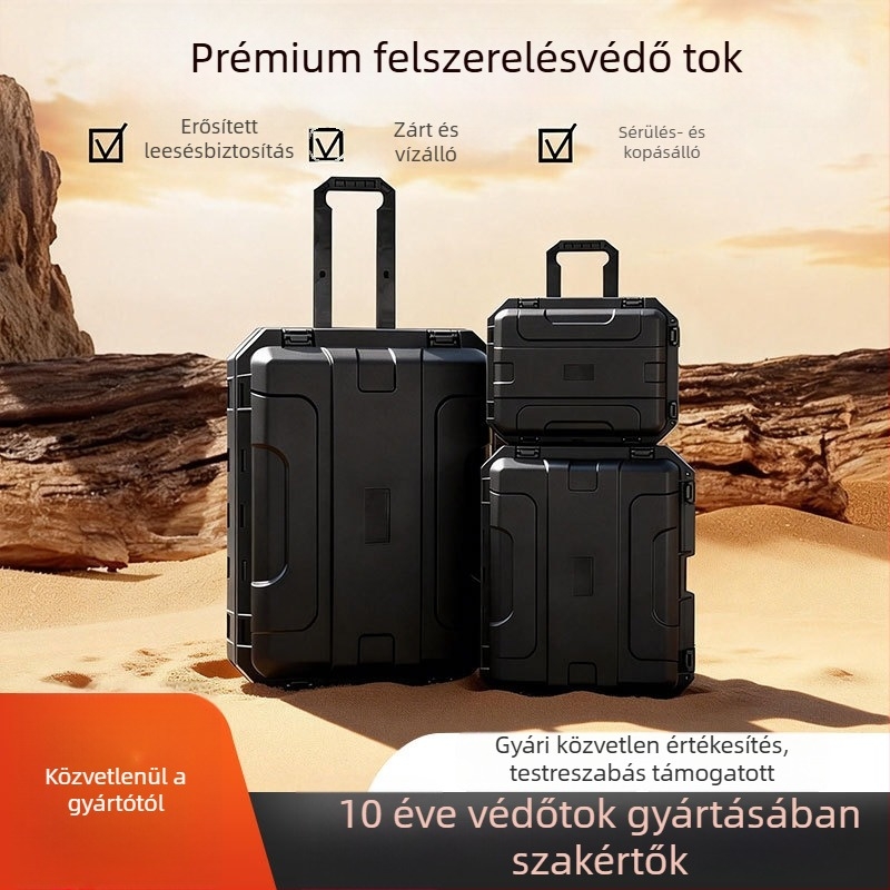 Trolley-stílusú kameraeszköz-védő doboz – vízálló, ütésálló, nagy kapacitású