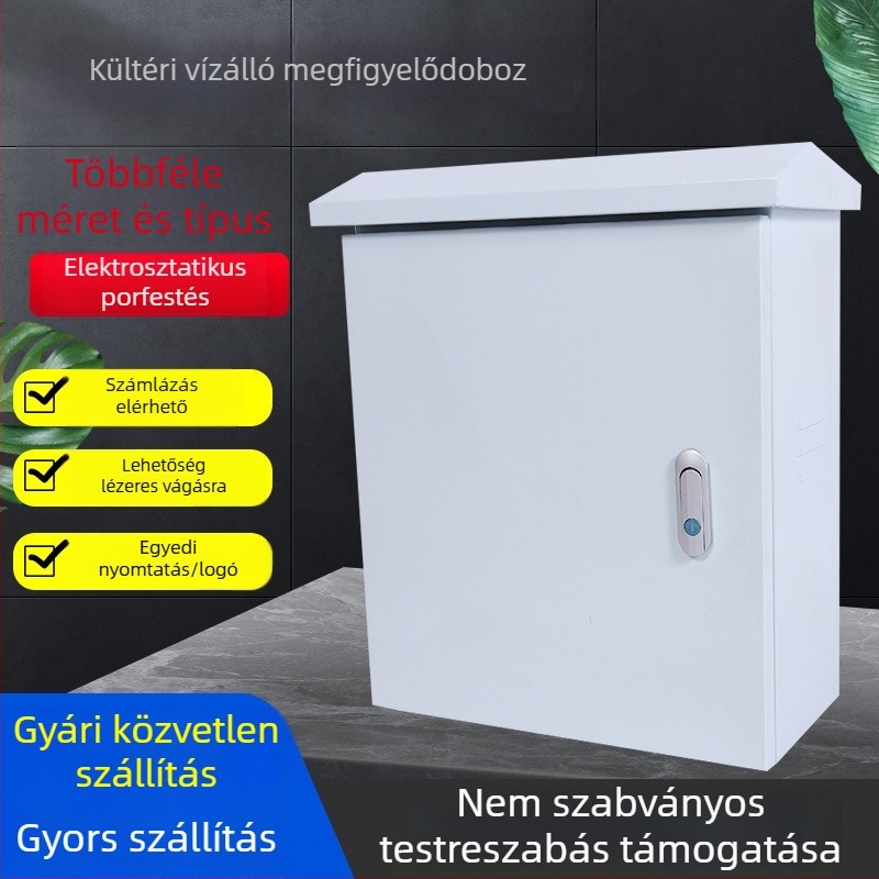 Kültéri megfigyelő elosztódoboz, IP30 vízálló, ház hidegen hengerelt acélból, függő rúdhoz szerelve, 1 sor, 1 áramkör