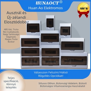 Kültéri vízálló ABS elosztó doboz háztartási használatra, üres, 4–36 körzet, IP40, ABS ház, felületi szerelés, Meilan sorozat