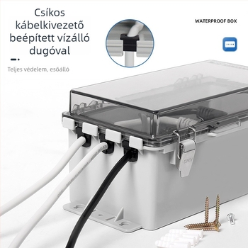 Kültéri energiaelosztó doboz ABS burkolattal, IP65 vízálló, 16A, 1 kör, 1 sor kapcsoló, felületre szerelve