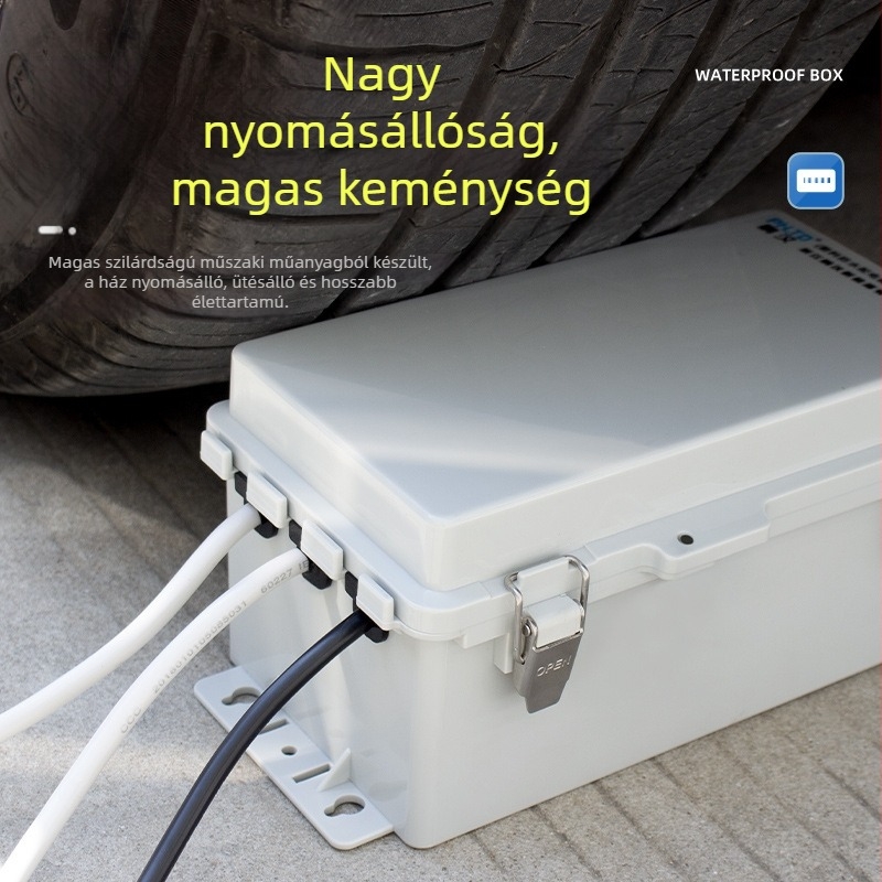 Kültéri energiaelosztó doboz ABS burkolattal, IP65 vízálló, 16A, 1 kör, 1 sor kapcsoló, felületre szerelve