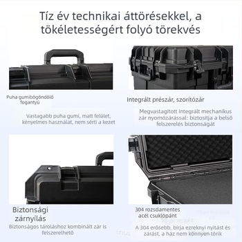 Szerszámtartó doboz, vízálló és nedvességálló, megvastított kialakítás, PP anyag, habbal bélés