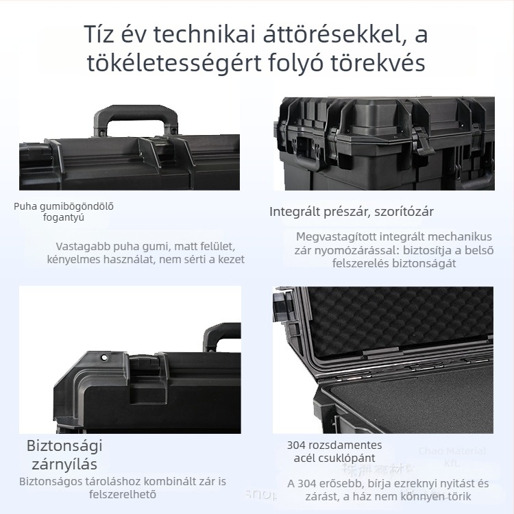 Szerszámtartó doboz, vízálló és nedvességálló, megvastított kialakítás, PP anyag, habbal bélés