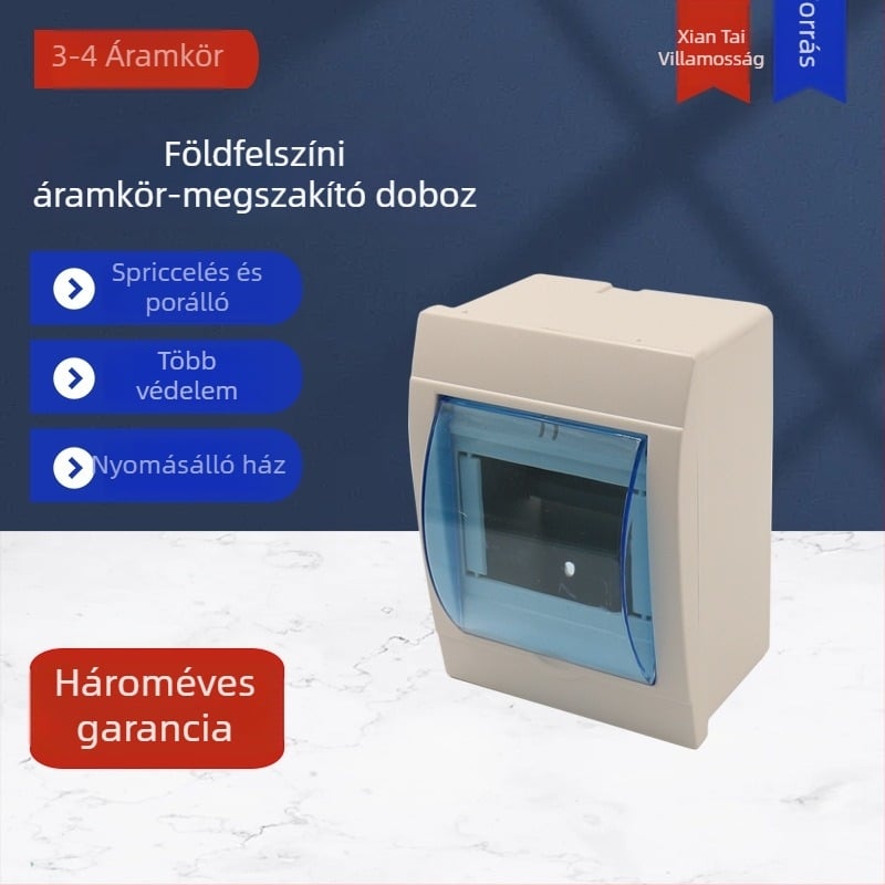 Megszakító doboz, 3-4 körzet, 4 pólus, szivárgásvédelmi funkció, vízálló műanyag burkolat, CE tanúsított